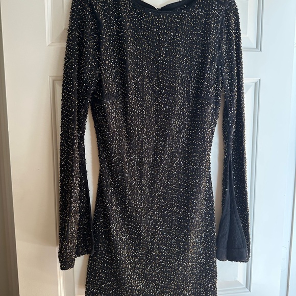 NBD Black Sequin Long Sleeve Dress - Picture 1 of 5